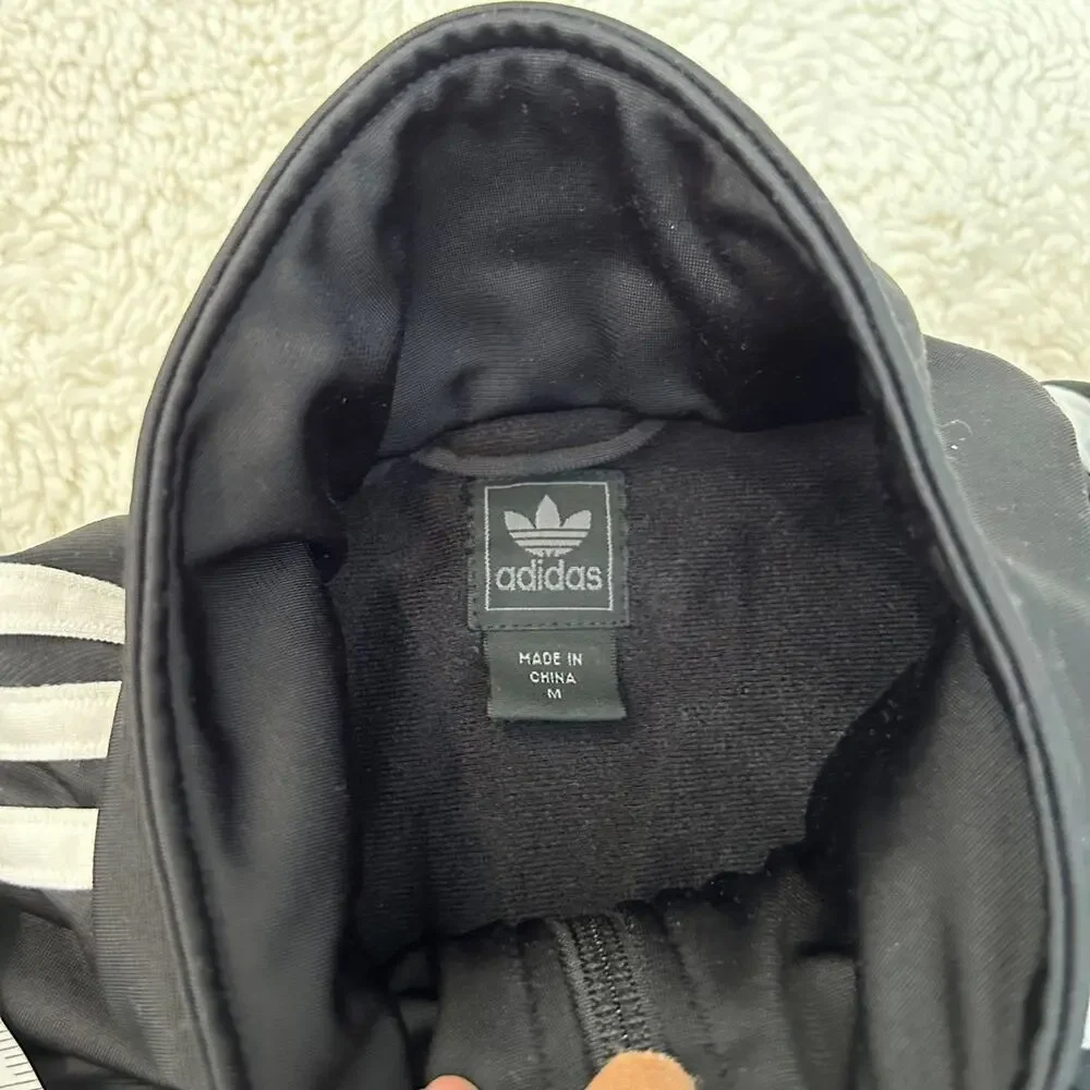 Vintage Unisex Adidas Tracksuit Medium Lined Jacket Black White 3‎ Stripe - Picture 5 of 5